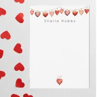 Red Hearts Girland Valentine's Day Personalizable  Note Card