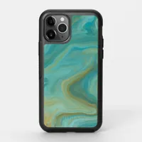 Teal and Sandy Brown Swirls Marble Art   OtterBox Symmetry iPhone 11 Pro Case