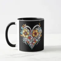 Personalized Floral Heart with Sentimental Message Mug