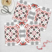 Elegant Red and Black Symmetrical Patterned Tissue Paper