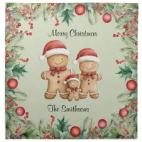 Cute Gingerbread Cookie Family Christmas Cloth Napkin