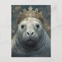 A Manatee Wearing a Crown Postcard