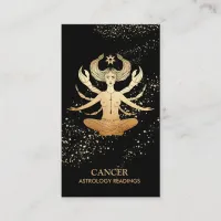 *~* CANCER Zodiac Astrology Reading Gold & Black Business Card