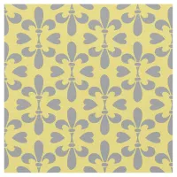 Mid Century Modern Yellow Gray Fleur de Lys Fabric