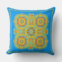 Aztec Pattern Blue Orange Gold Hand Drawn Art