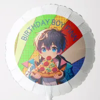 Anime Boy's Pizza Party Personalized Balloon