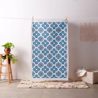 Elegant Chic Trendy Blue & White Geometric Pattern Fabric