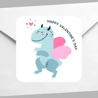 Dragon Heart Cute Personalized Valentine Square Sticker