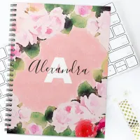 Beautiful Artistic Watercolor Pink Roses With Name Notebook