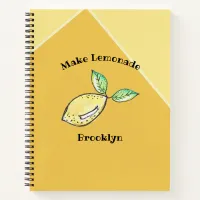 Lemon Summer Yellow Name Modern Cute Kitschy Fun Notebook