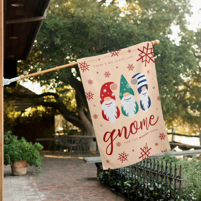 Hygge Christmas Gnome for the Holidays Snowflakes House Flag