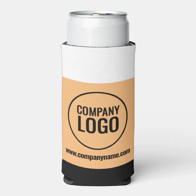 Modern White Peach Black Company Logo Website Seltzer Can Cooler