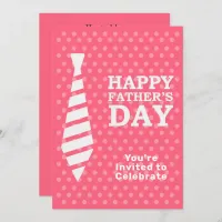 Fathers Day White Tie Pink Dots Dinner BBQ Party Invitation