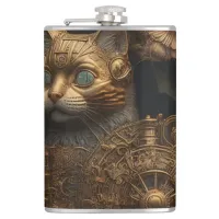 Gothic Steampunk Gold Cat Flask