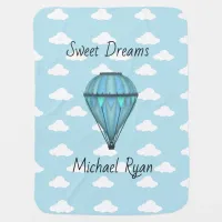 Personalized Sweet Dreams Hot Air Balloon Baby Blanket
