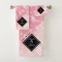 Elegant 5th Rose Quartz Wedding Anniversary Bath Towel Set