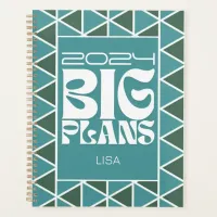 Modern blue green retro geometric big plans planner