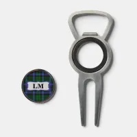 Wallace Tartan Blue & Green Monogram Bottle Opener Divot Tool