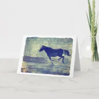 Mustang Gallop on Beach, Birthday Card