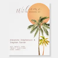 Tropical Beach Sunset & Palm Trees Minimal Wedding Foam Board