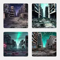 Abandoned City | Post Apocalyptic Dystopia  Coaster Set