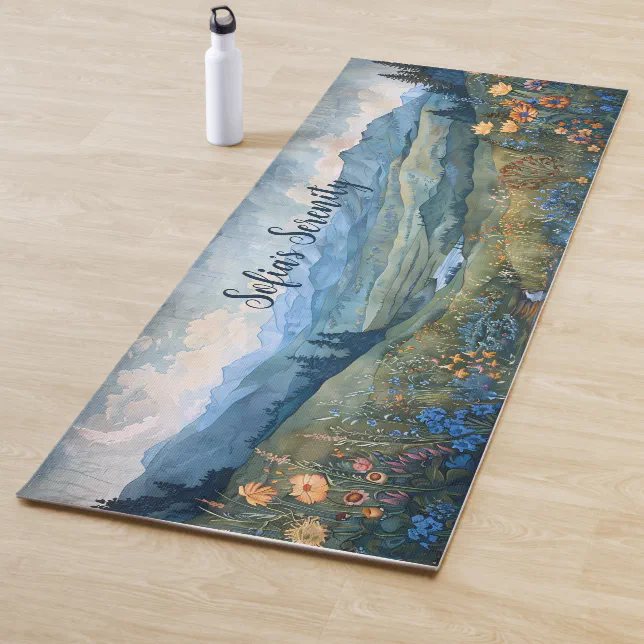 Nature Seen Mountains Flowers River Serenity Yoga Mat