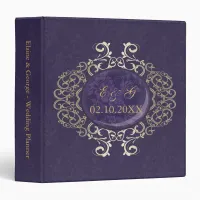 Art Deco Purple Gold Photo Wedding Planner Binder