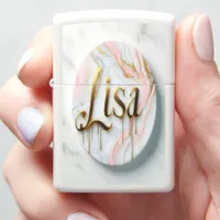 Golden Lisa on Marble Zippo Lighter