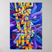 Geometrical Abstract Rainbow Vibes Composition Poster