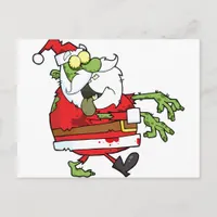 Zombie Christmas Santa funny Holiday Postcard