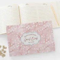 Watercolor Snowdrops Wedding V2 Pink/Copper ID726 Guest Book