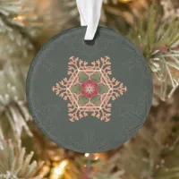 Holly Star Green Snowflake Acrylic Ornament