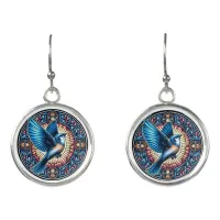 Majestic Blue Bird Soaring in Flight Earrings