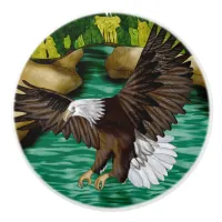 Eagle Flying Over River and Mountains Personalized Ceramic Knob