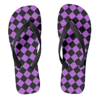 Purple and Black Diamond Pattern Flip Flops