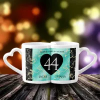 Elegant 44th Turquoise Wedding Anniversary Coffee Mug Set