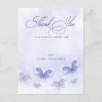 Purple Butterflies Quinceanera Thank You Postcard