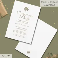 Elegant White Gold Snowflake Christmas Party  Invitation