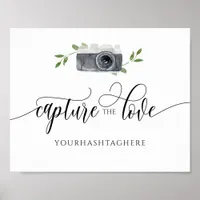 Wedding Hashtag Sign Share Love Watercolor Camera