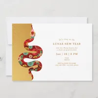 2025 Year Of The Snake Lunar New Year Gold Modern Invitation