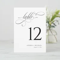 Elegant Black & White Script Wedding Table Numbers