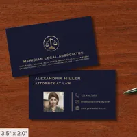 Professional Navy Blue Attorney Photo Business Card