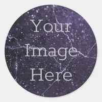 Create Your Own Deep Royal Purple Glitter Marble Classic Round Sticker