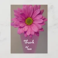 Pink Daisy in Vase Thank You Note Postcard