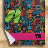 Colorful Tiki Vintage Hawaiian Beach Towel