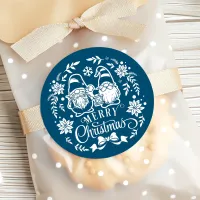 Merry Christmas Wreath Gnome Classic Round Sticker