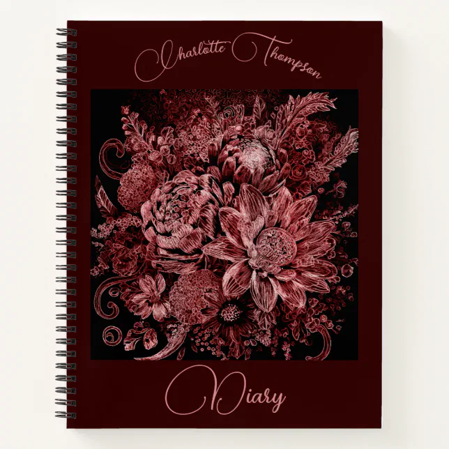 Flower bouquet engraved - Diary Notebook