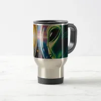 Alien and Astronaut in Space  Travel Mug