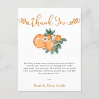 Little Cutie Orange Baby Shower Thank You Postcard