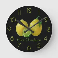 Lemons Still Life Oil on Canvas Painting custom Round Clock